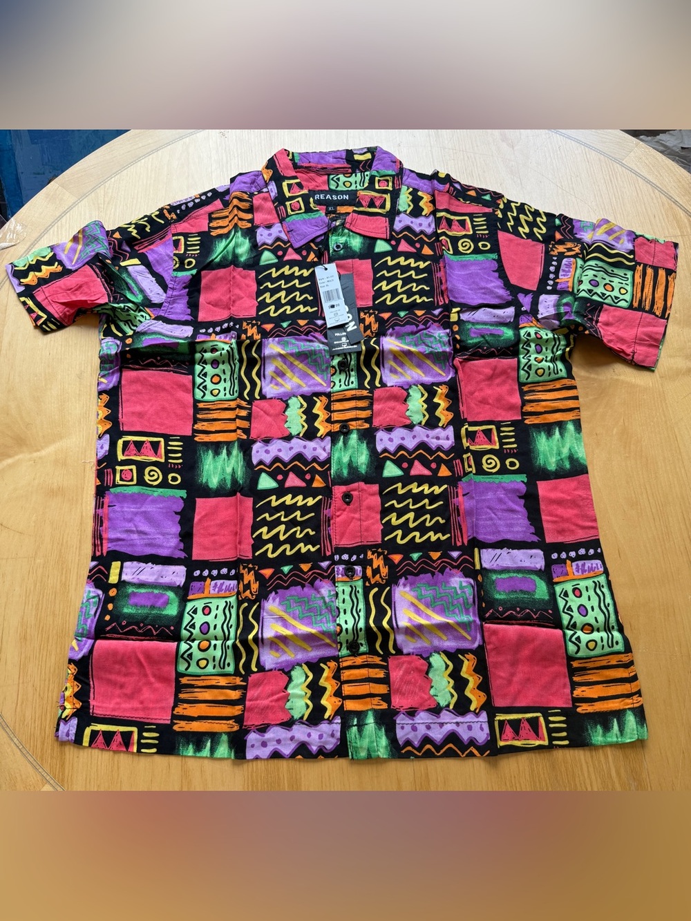 NWT Reason Abstract Camo Graphic Button Up Shirt XL Hip Hop Streetwear